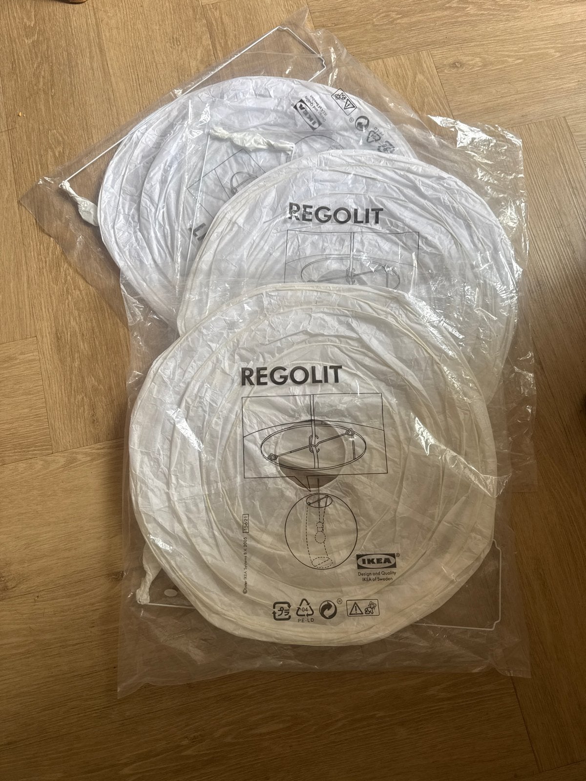 IKEA REGOLIT Hanglampen - Nieuw in verpakking (3 stuks), Papier/karton, Wit, Rond, Nieuw