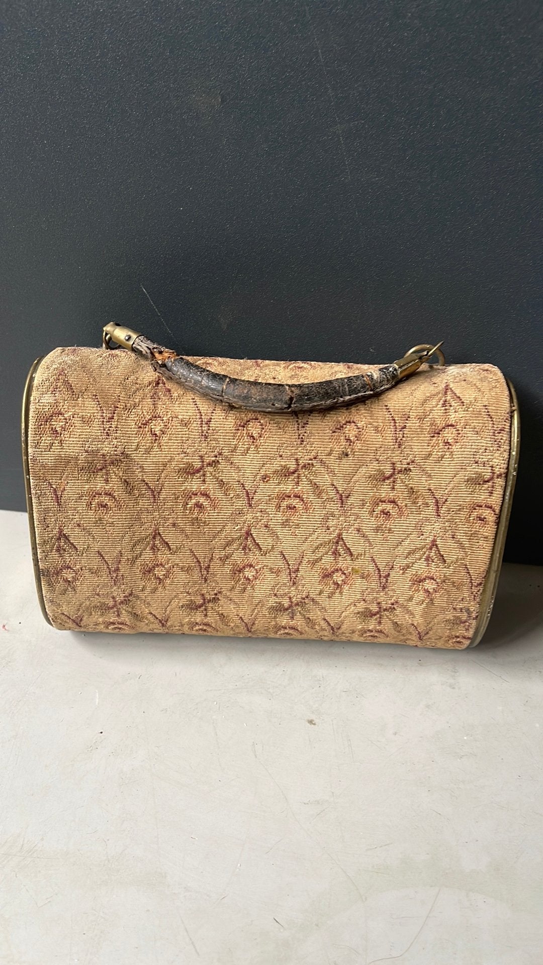 Antieke voetwarmer bekleed met gobelinstof, Ophalen of Verzenden