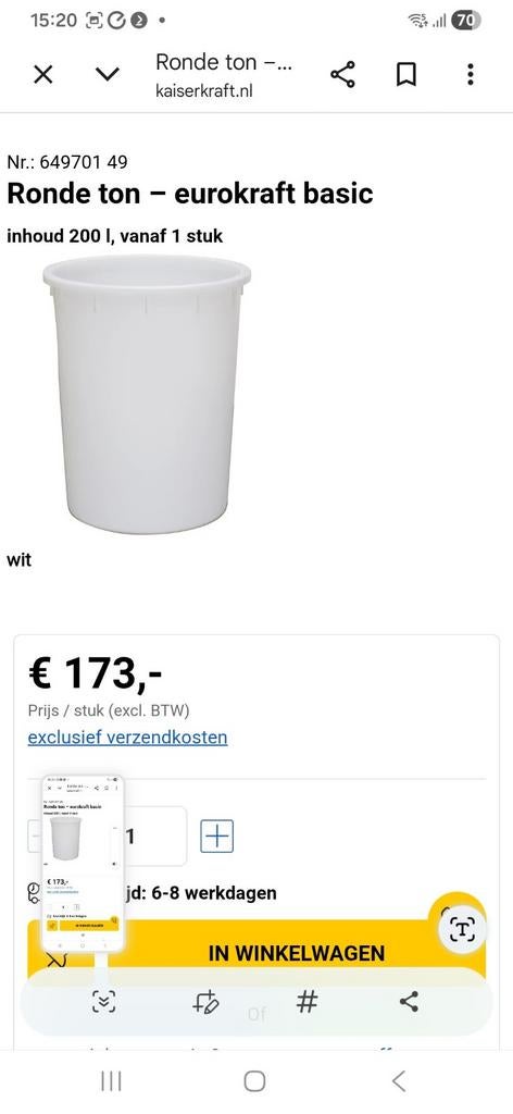 Stevige ronde hdpe ton, Tuin en Terras, Vijvers, Ophalen of Verzenden, Zo goed als nieuw