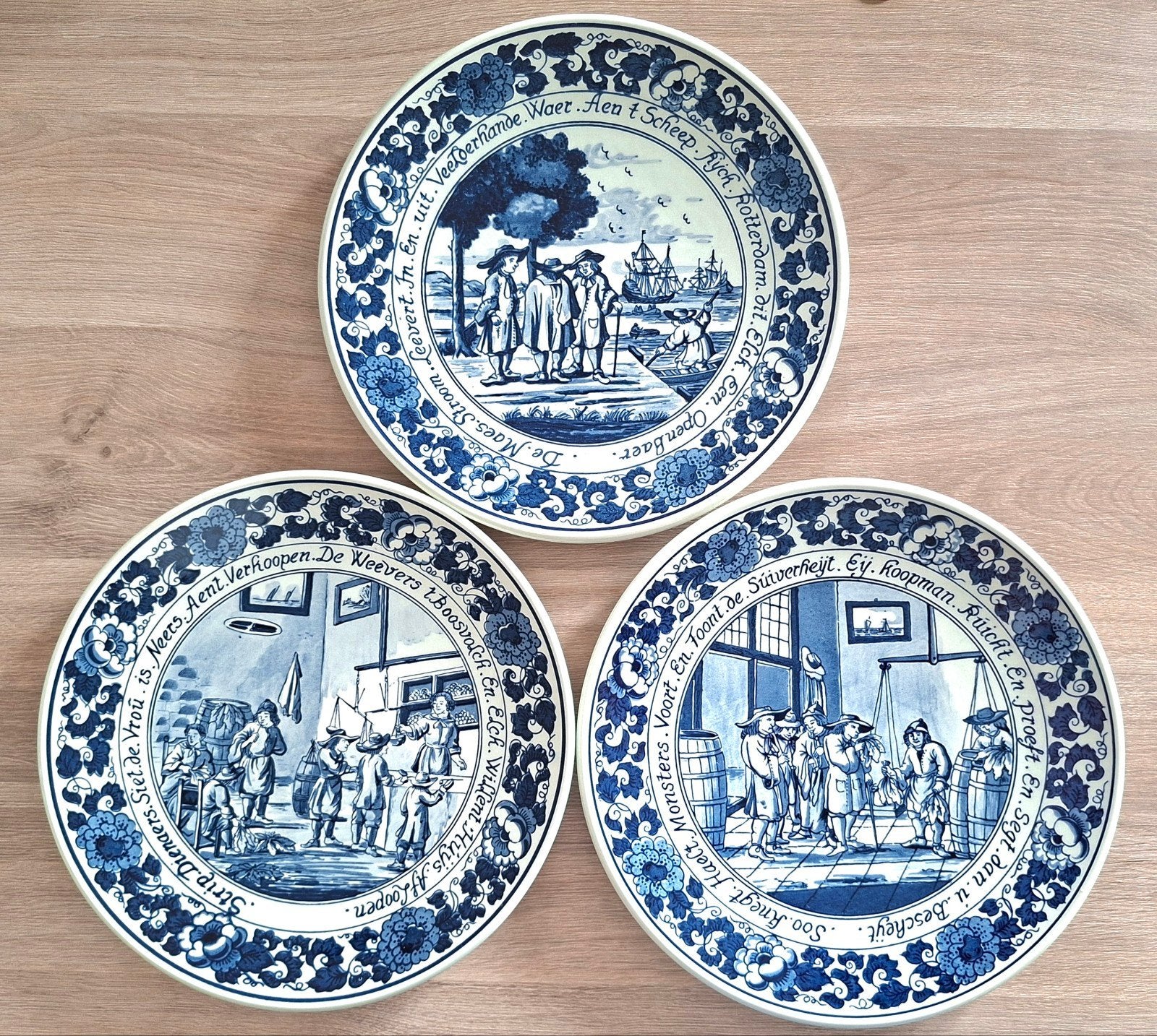 3 Delftsblauwe borden, nr 2, 3 en 5, in goede staat, Ophalen