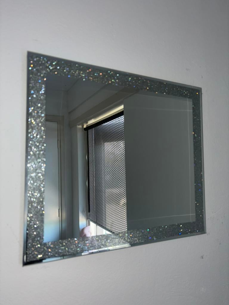 Spiegel met glitters, zilver, Minder dan 50 cm, Ophalen of Verzenden, Zo goed als nieuw, Minder dan 100 cm