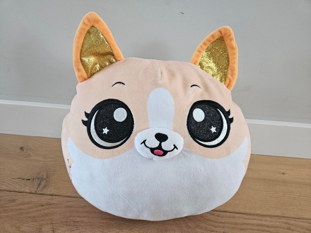 Coco Surprise Squishies Mochi de Corgi met "Sofie" bedrukt, Oranje, Gebruikt, Overige karakters, Middelgroot (20 tot 80 cm)