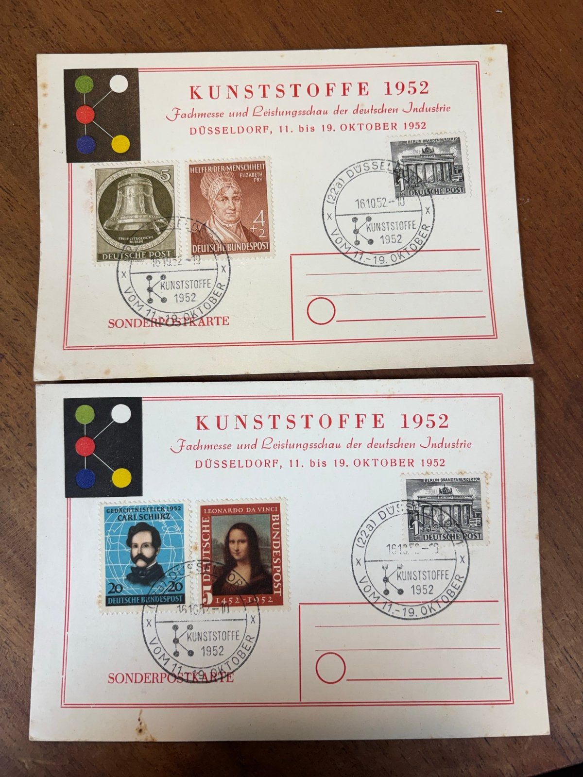 Duitse Sonderpostkarte Kunststoffe 1952 - Gestempeld, Ophalen of Verzenden, Overige periodes, Gestempeld