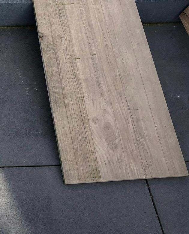 16 keramische tuintegels 2cm – houtlook bruin, Ophalen, Gebruikt, Keramiek, 5 tot 10 m²