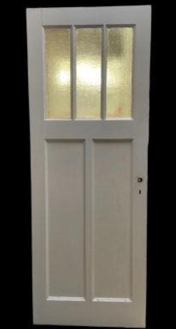 Jaren 30 binnendeur 211x73 met glaspanelen - Gebruikt, Doe-het-zelf en Verbouw, Deuren en Horren, Ophalen, Gebruikt, Minder dan 80 cm