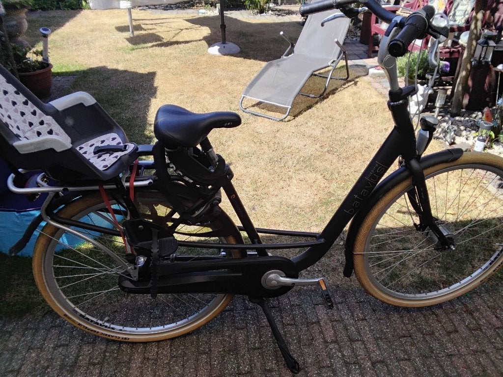 damesfiets Batavus met stoeltje, Gebruikt, Batavus, Schijfrem, 56 cm of meer