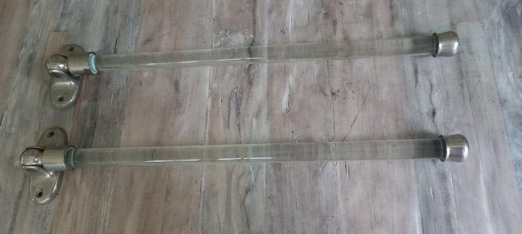 2x antieke vintage glazen handdoekhouders handdoekrek stang, Ophalen of Verzenden