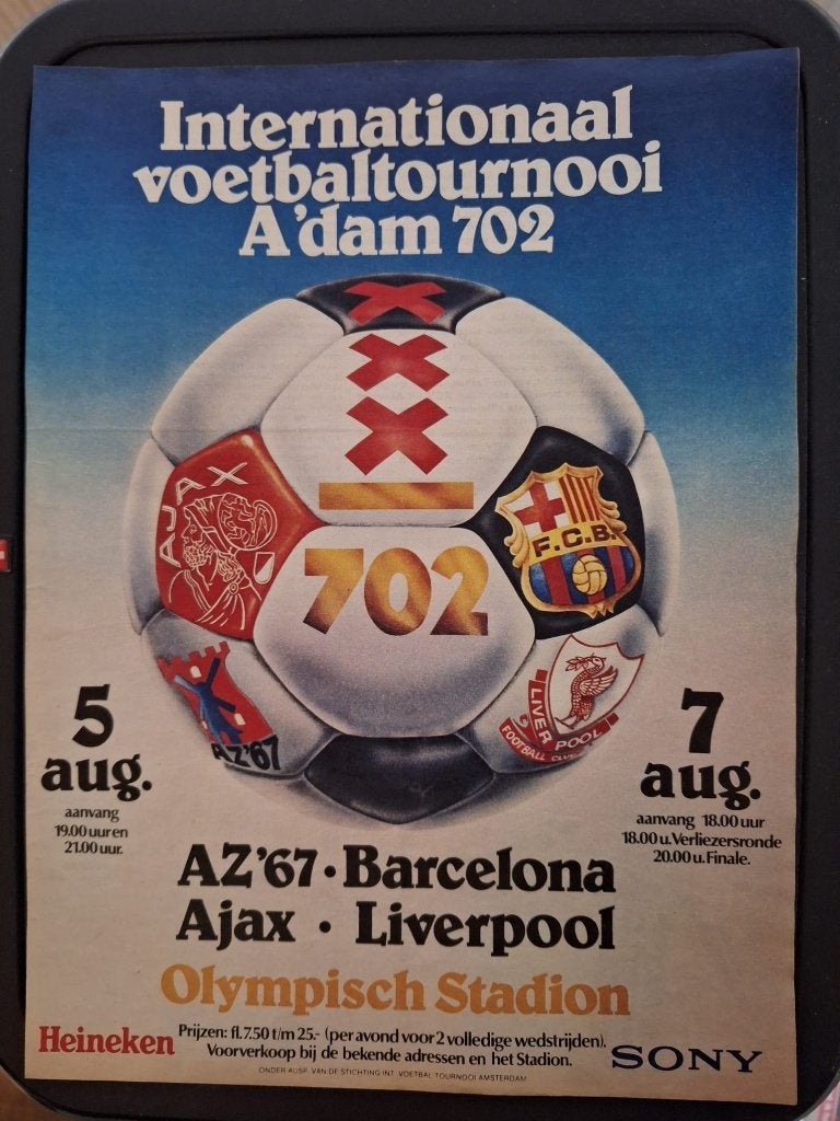 Oud affiche Ajax Internationaal Toernooi (702), Ophalen of Verzenden, Zo goed als nieuw, Ajax, Poster, Plaatje of Sticker