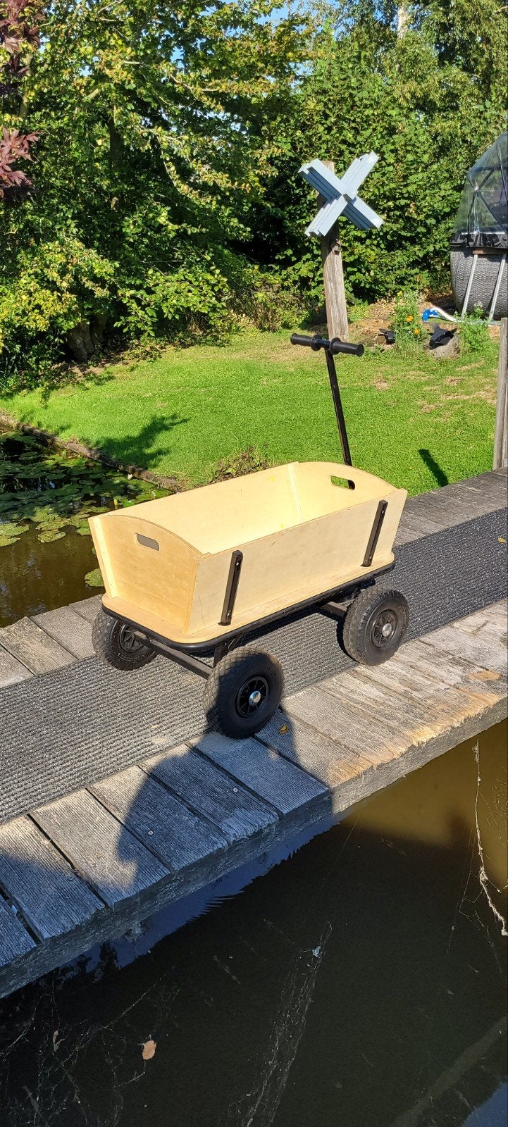 Houten bolderkar met luchtbanden, Ophalen, Zo goed als nieuw