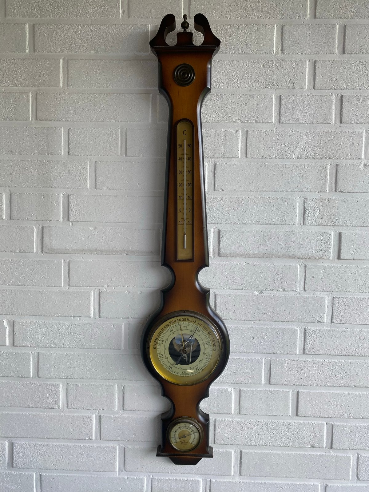 Antieke Barometer met Thermometer en Hygrometer, Ophalen, Gebruikt, Barometer