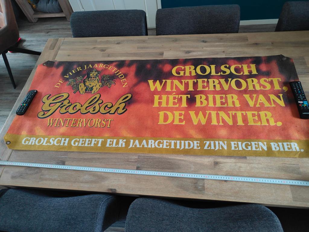 Grolsch banner, Verzamelen, Biermerken, Ophalen of Verzenden, Reclamebord, Plaat of Schild, Grolsch