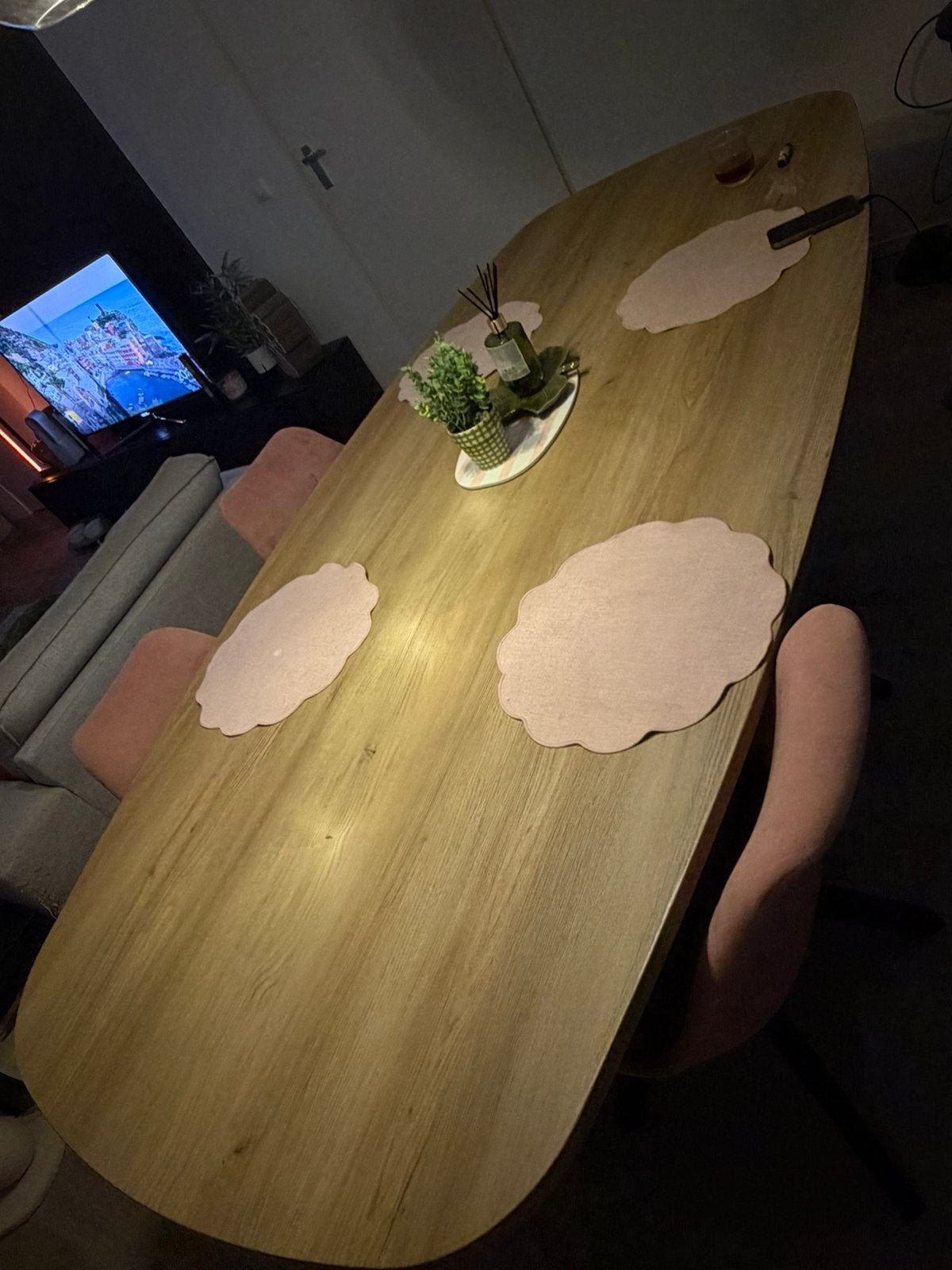 Ovale tafel & stoelen, Huis en Inrichting, Tafels | Eettafels, Ophalen, 100 tot 150 cm, 200 cm of meer, Zo goed als nieuw