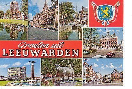 Ansichtkaart	Leeuwarden	7-luik, Verzenden, 1960 tot 1980, Gelopen, Friesland