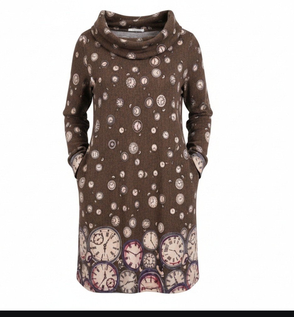 LAVAND olijfgroene jurk met klokken print - Maat L✨️✨️, Kleding | Dames, Maat 38/40 (M), Lavand, Bruin, Ophalen of Verzenden
