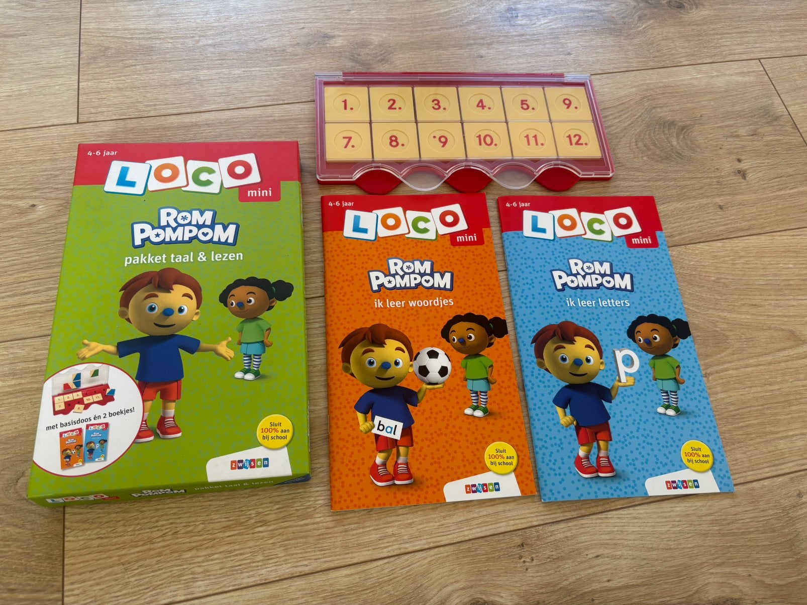 Loco mini rom pom pim taal en lezen pakket, Ophalen of Verzenden, Zo goed als nieuw, Speelkaart(en)