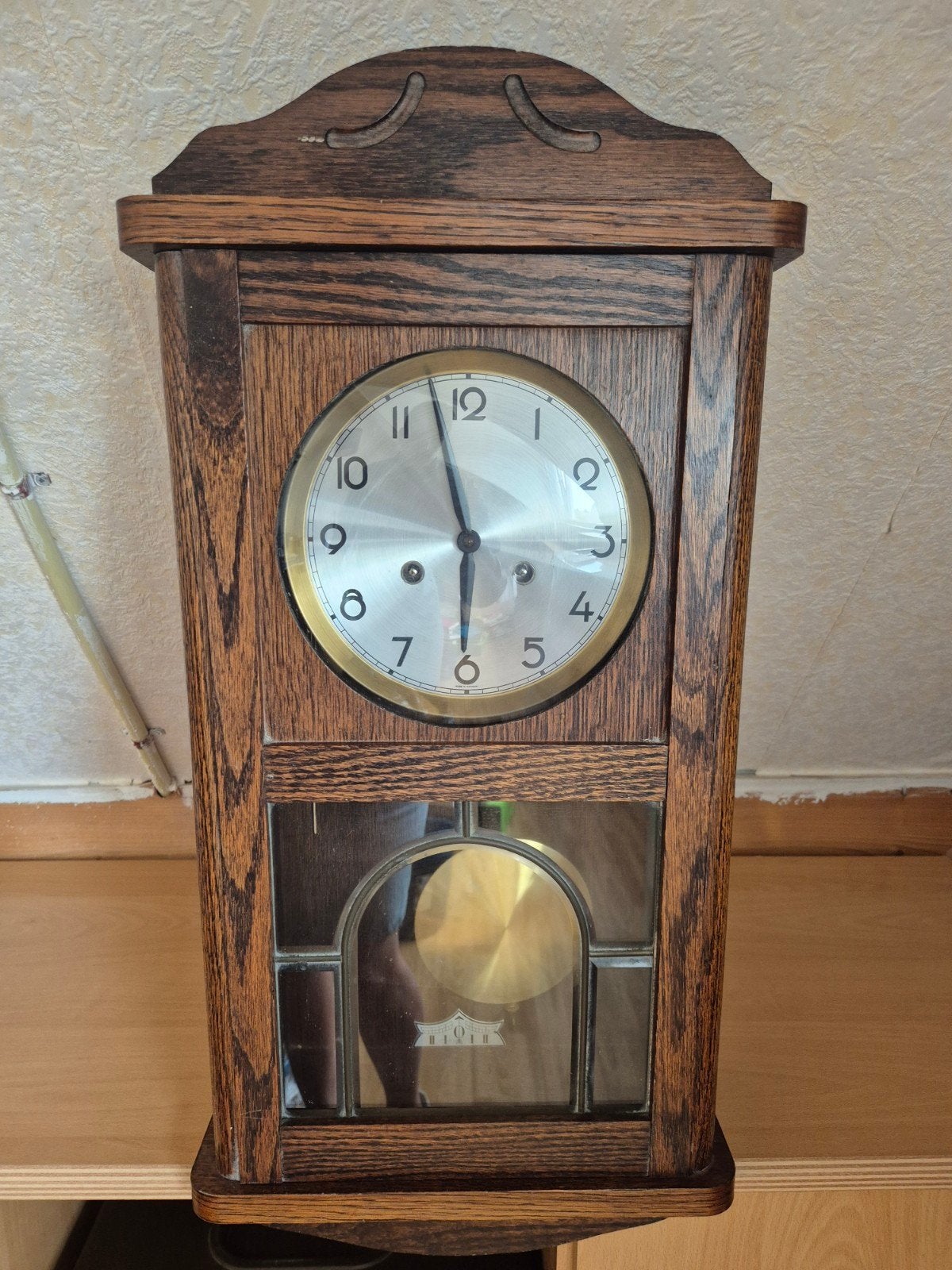 klok wandklok antiek hout slingerklok, Antiek, Ophalen of Verzenden, Gebruikt, Wandklok