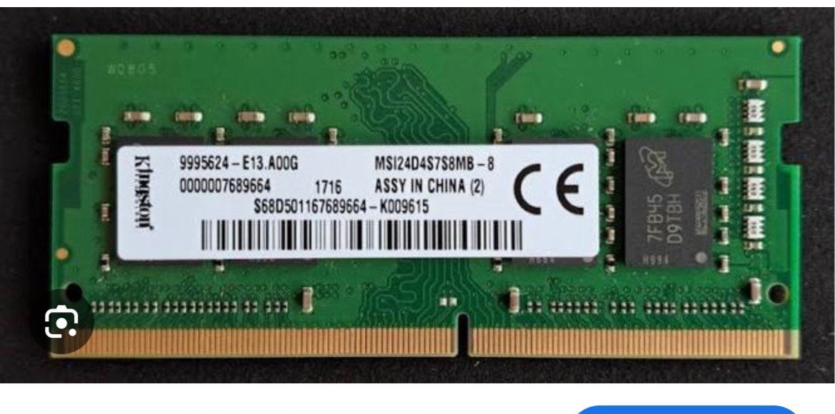 Kingston ddr4 8gb MS124D4S7S8MB, DDR4, 8 GB, Ophalen of Verzenden, Zo goed als nieuw
