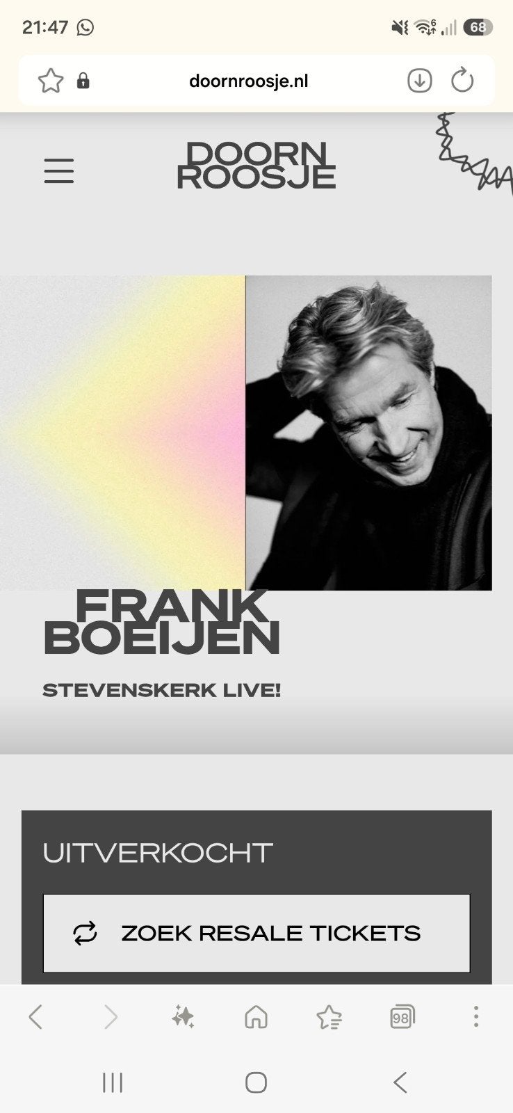 2 kaartjes 19 juli, Frank Boeijen. Sint stevenskerk, Twee personen, Juli
