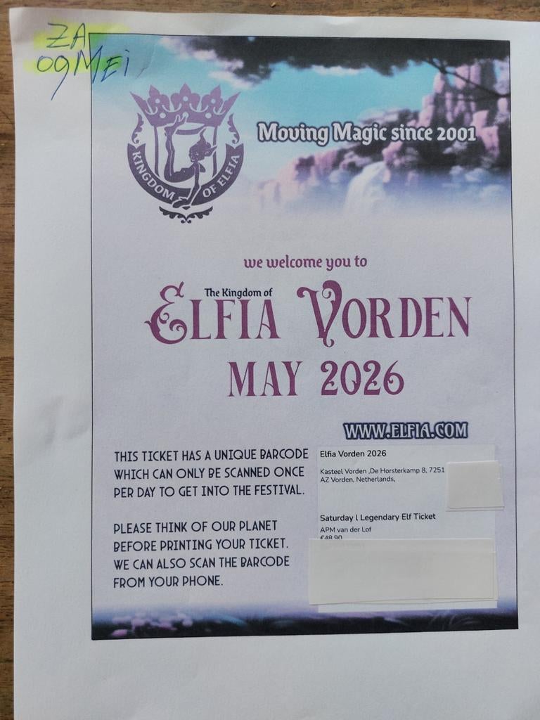 ELFIA VORDEN ZA 09 MEI, Eén persoon