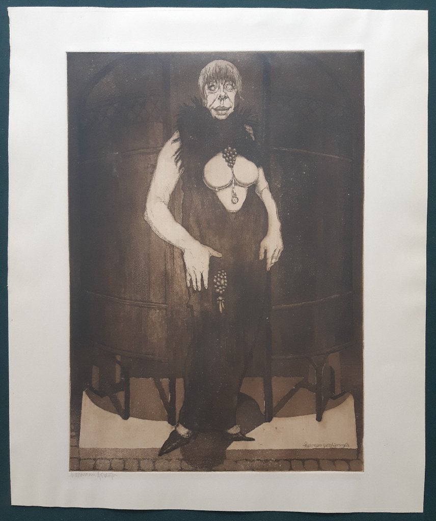 Herman Gordijn - Lida bij een urinoir, Antiek en Kunst, Dagelijks leven, Genummerd, 40 cm, 1950 - 1999