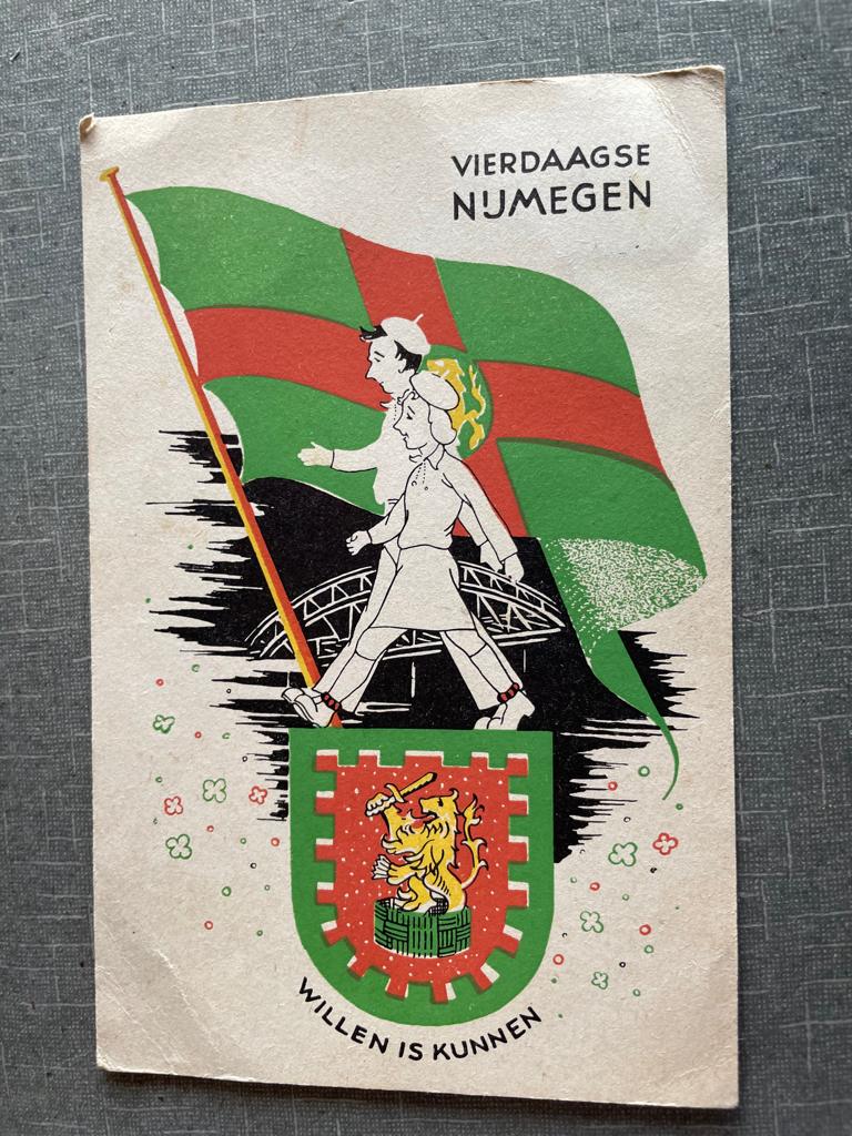 ansichtkaart / kaart van Nijmegen, Vierdaagse met Marslied., Verzenden, 1940 tot 1960, Gelderland
