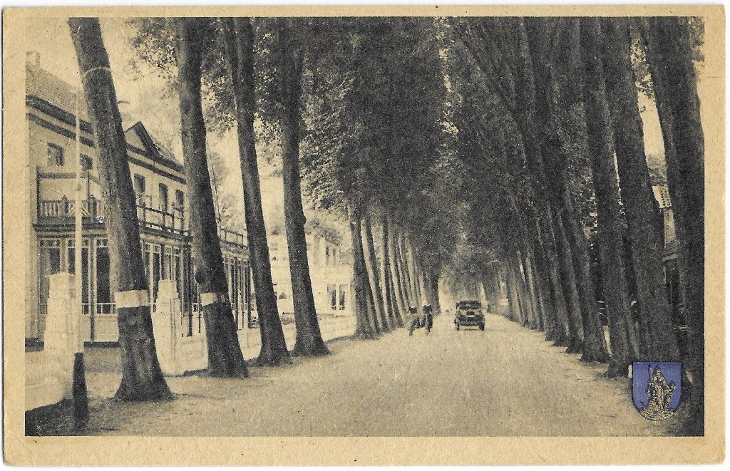 Nunspeet, Laan bij Hotel Ittmann, oude auto, fietsers, Verzenden, 1940 tot 1960, Gelopen, Gelderland