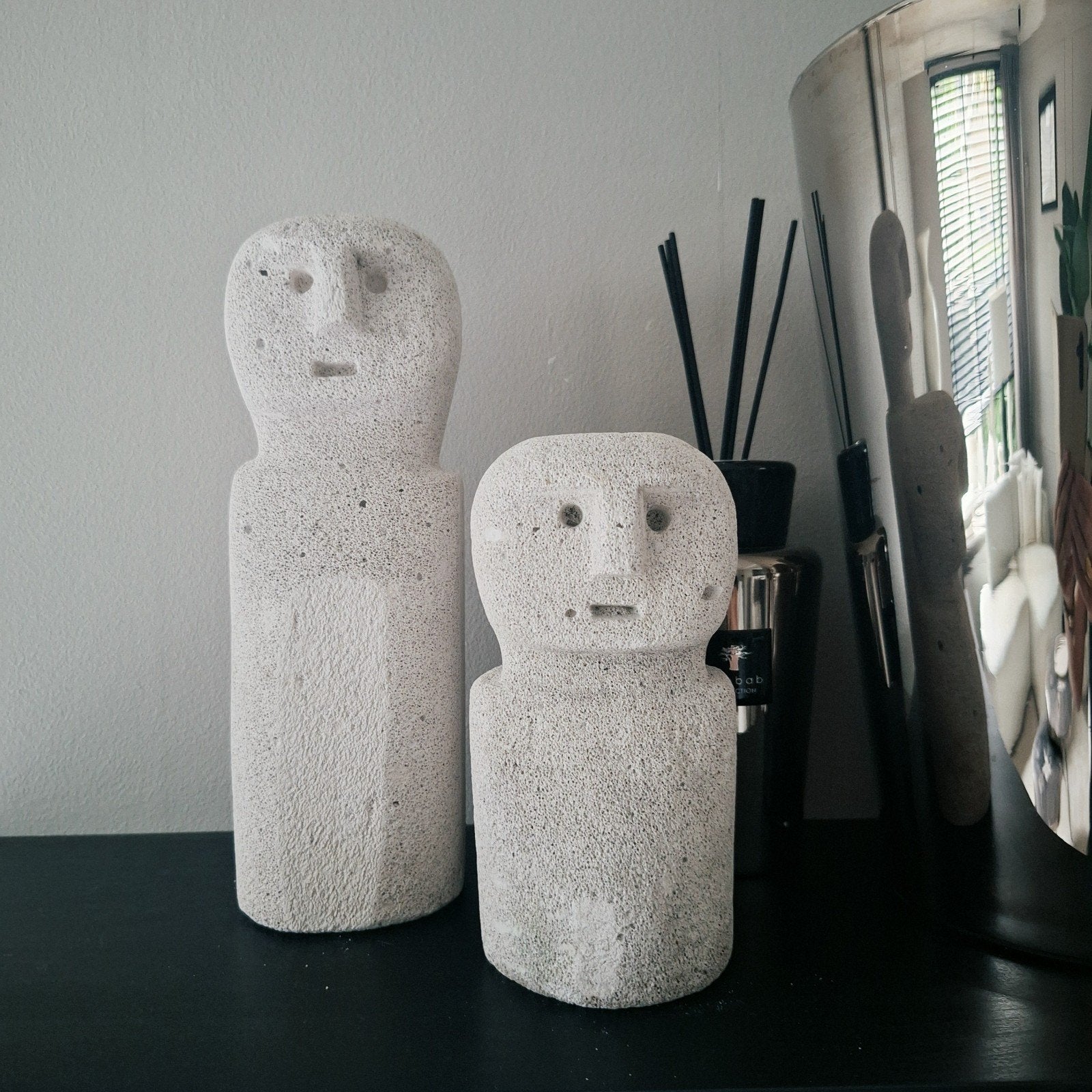 Set van 2 greige kleurige stonemen 30 en 20 cm!, Nieuw, Ophalen of Verzenden, X, X