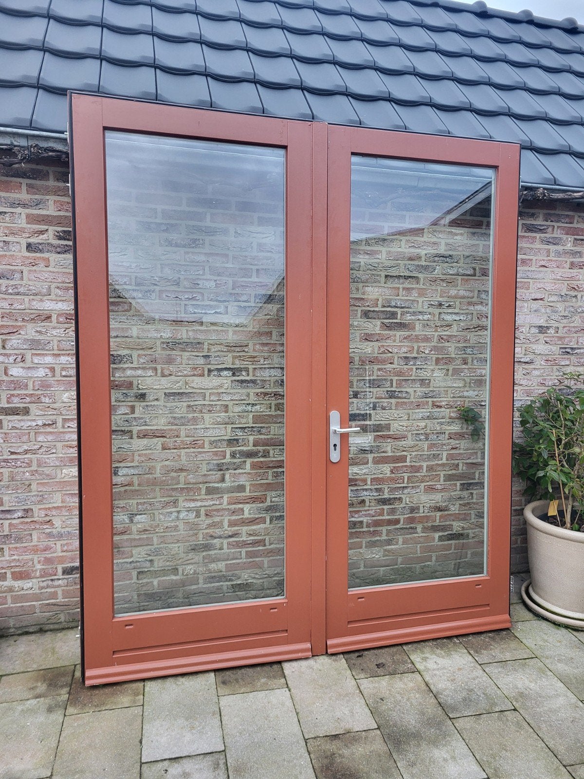 Hardhouten tuindeuren|Voordeuren|Terrasdeuren|Dubbele deur, Ophalen, Glas, 120 cm of meer, 215 cm of meer