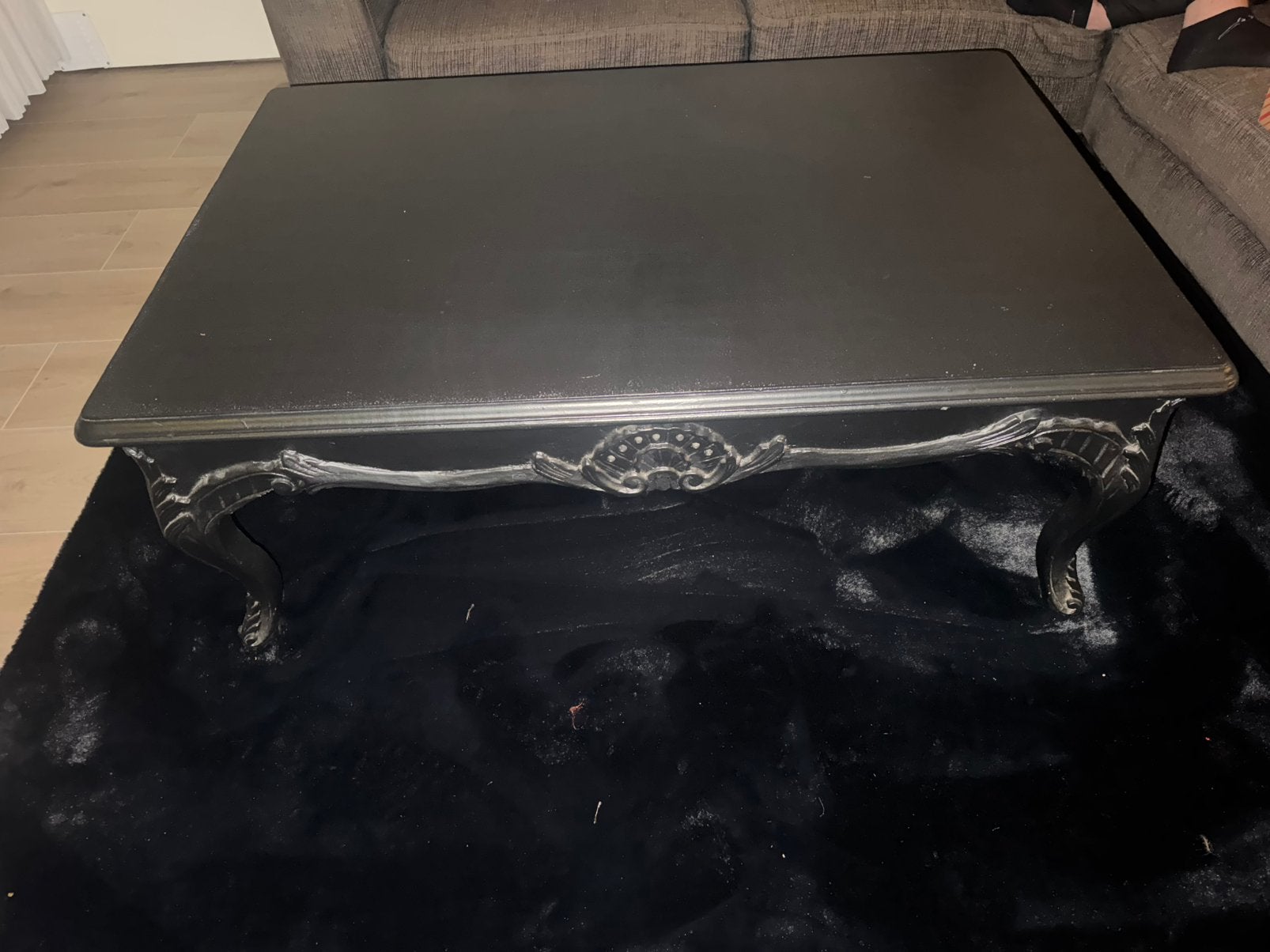 Zwarte barok salontafel, Ophalen, 100 tot 150 cm, 50 tot 100 cm, Zo goed als nieuw