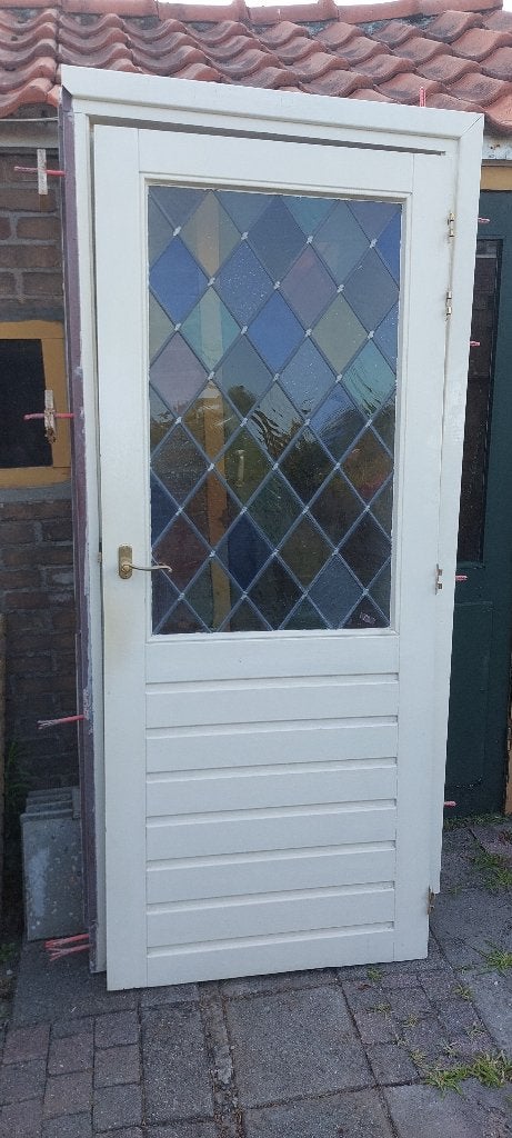 Deur met glas in lood, Ophalen, Gebruikt, 80 tot 100 cm, Binnendeur