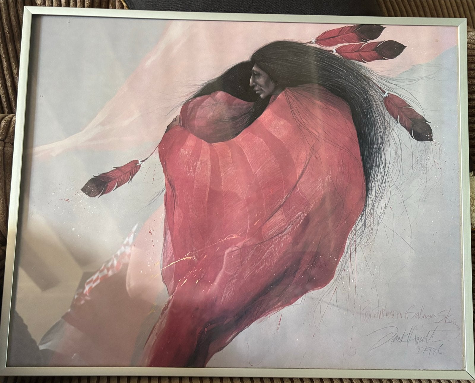 Ingelijste print van David Howell, Native American, Portret of Personen, Realistisch, Print, Papier