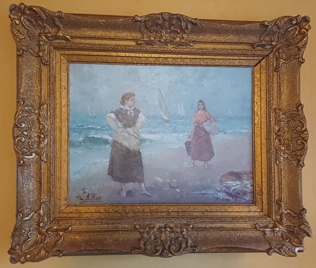 schilderij Juan Soler 1951, Ophalen of Verzenden, Stads- / dorpsgezicht, Doek