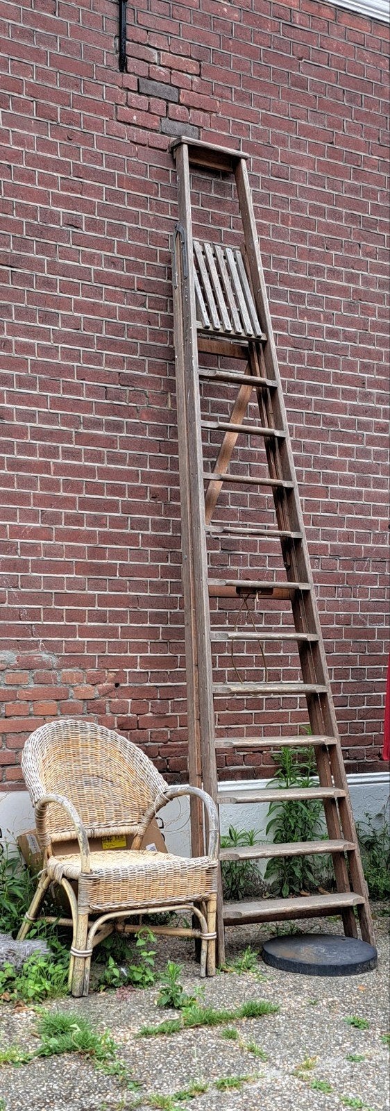 Vintage houten ladder - Brocante decoratie, Ophalen, Gebruikt, Onbekend, Ladder
