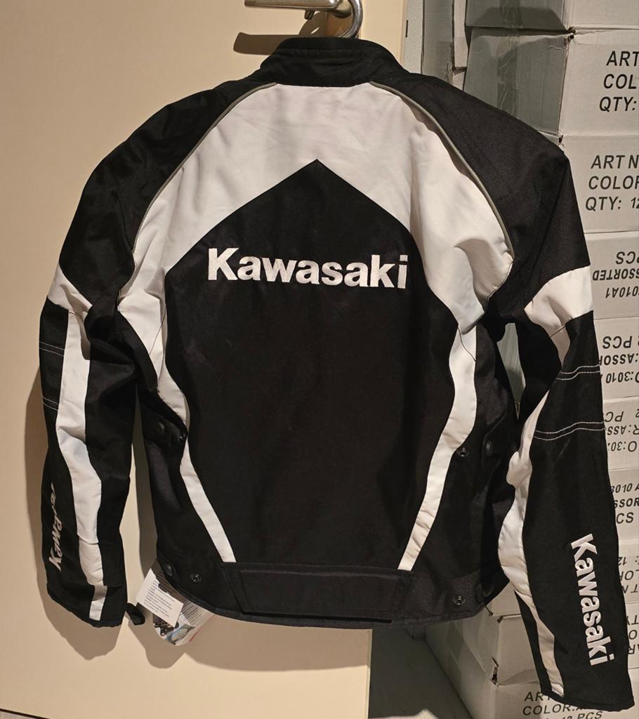 Kawasaki Motorjas Nieuw Zwart/Wit Maat M, L en XL, Motoren, Nieuw met kaartje, Jas | textiel, Heren, Kawasaki