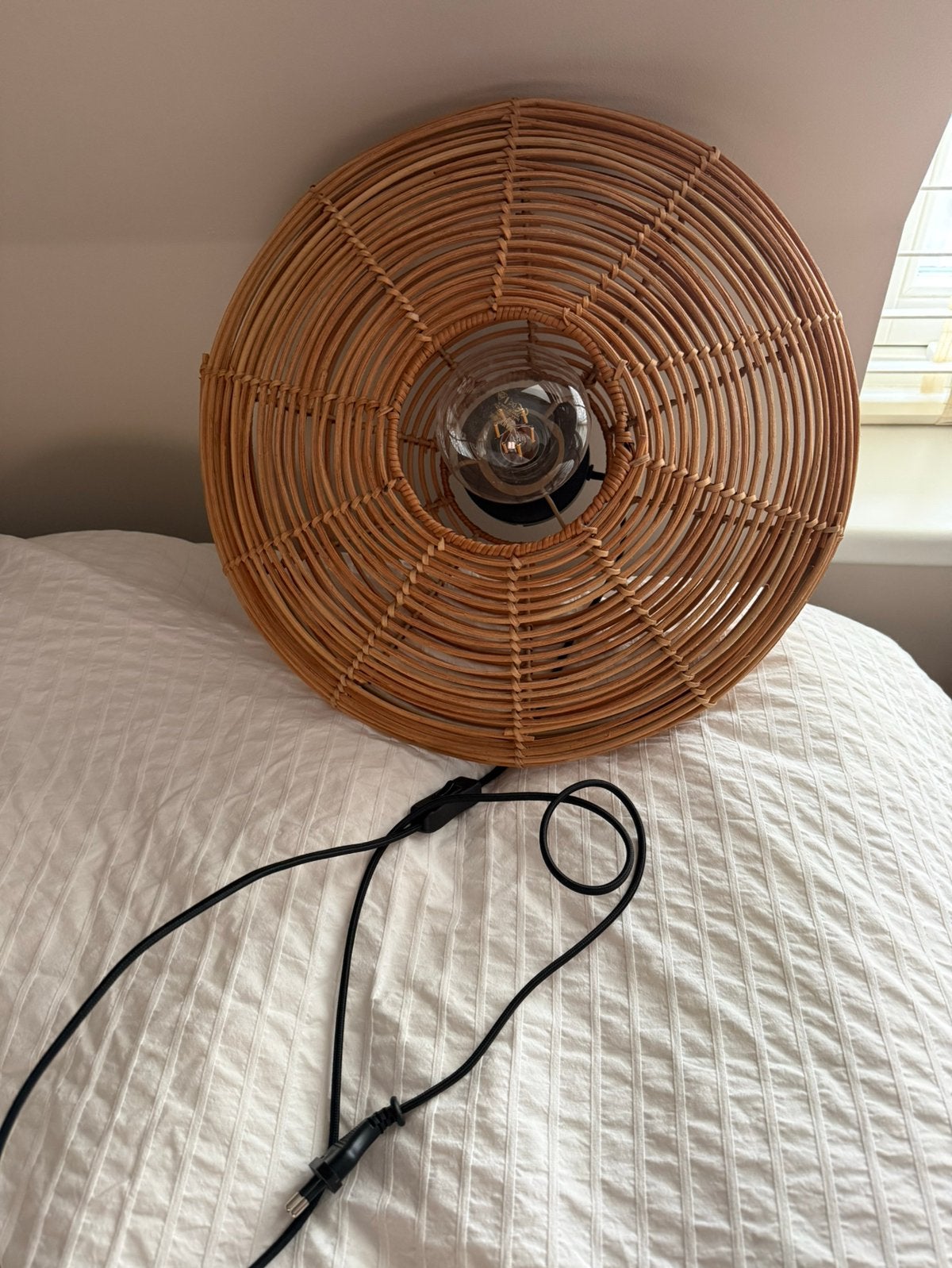 Rotan Wandlamp 42 cm, Nieuw, Overige kleuren, Hout, Overige typen