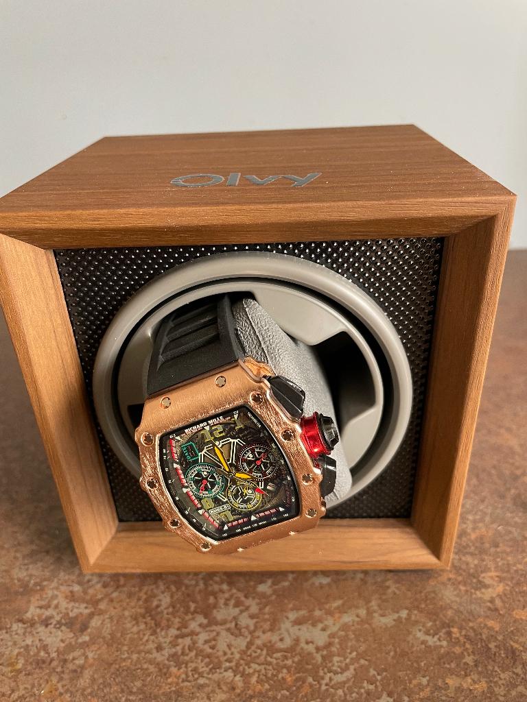 Richard Mille horloge incl watchwinder, Polshorloge, Kunststof, Zo goed als nieuw, Ophalen