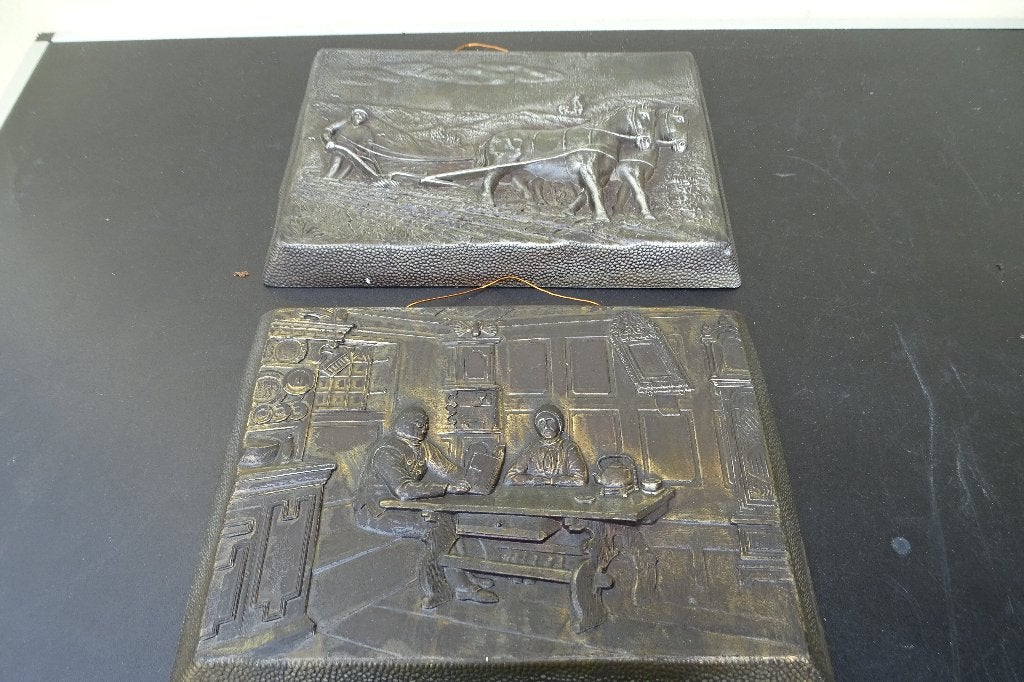 2 Relief platen, koper/brons, Ophalen of Verzenden, Brons