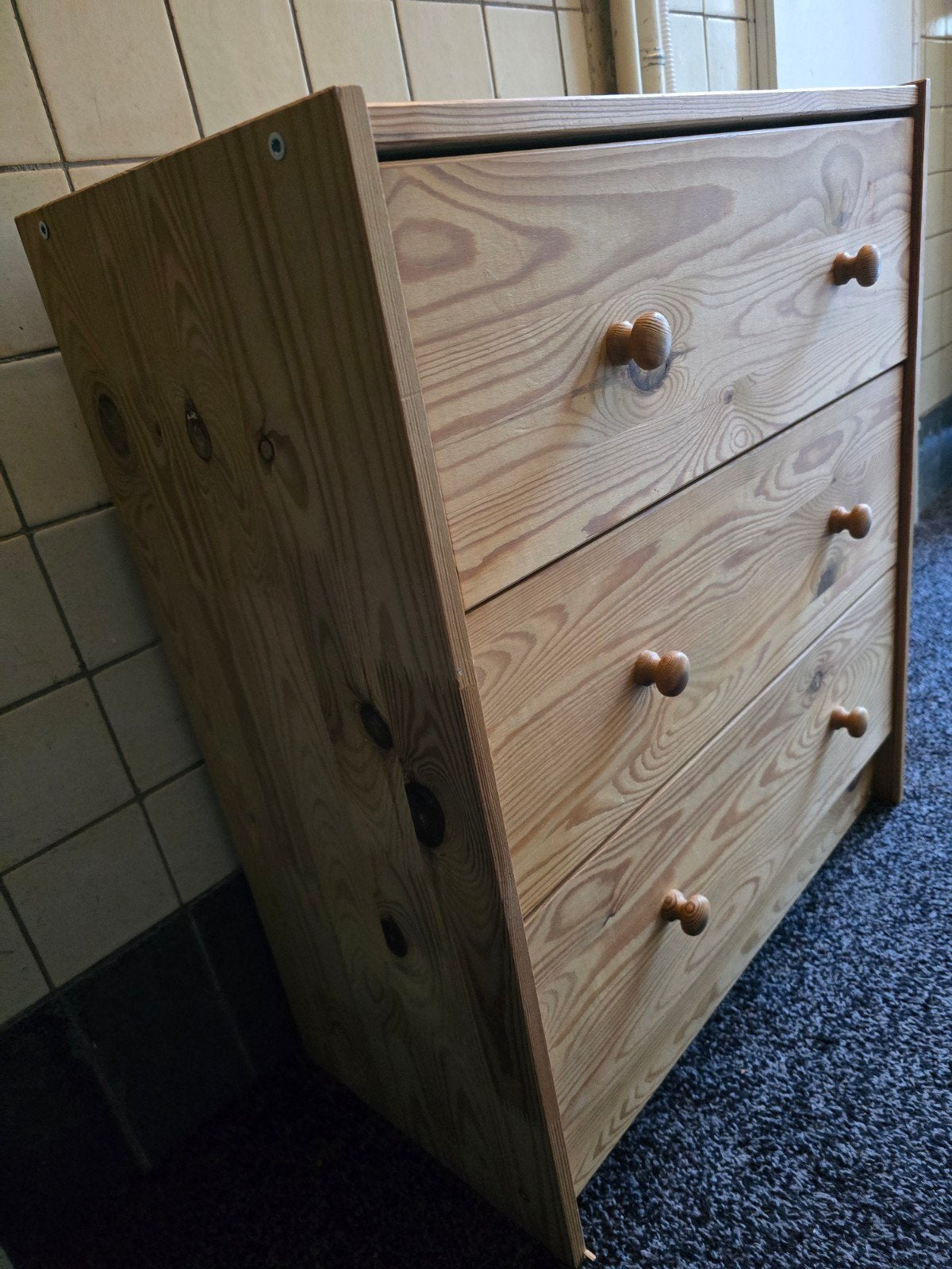 Houten ladekast met 3 laden, Huis en Inrichting, Kasten | Ladekasten, Ophalen, Gebruikt, 50 tot 100 cm, 3 of 4 laden