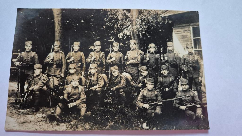 Foto Fotokaart mobilisatie leger WO I infanterie miltair, Gebruikt, Foto, Ophalen of Verzenden, Voor 1940