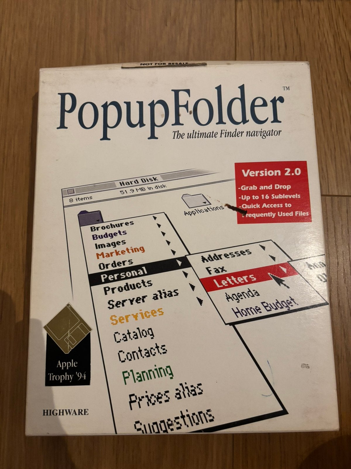 PopupFolder voor Macintosh Big Box Floppy Software, Computers en Software, Vintage Computers, Ophalen of Verzenden