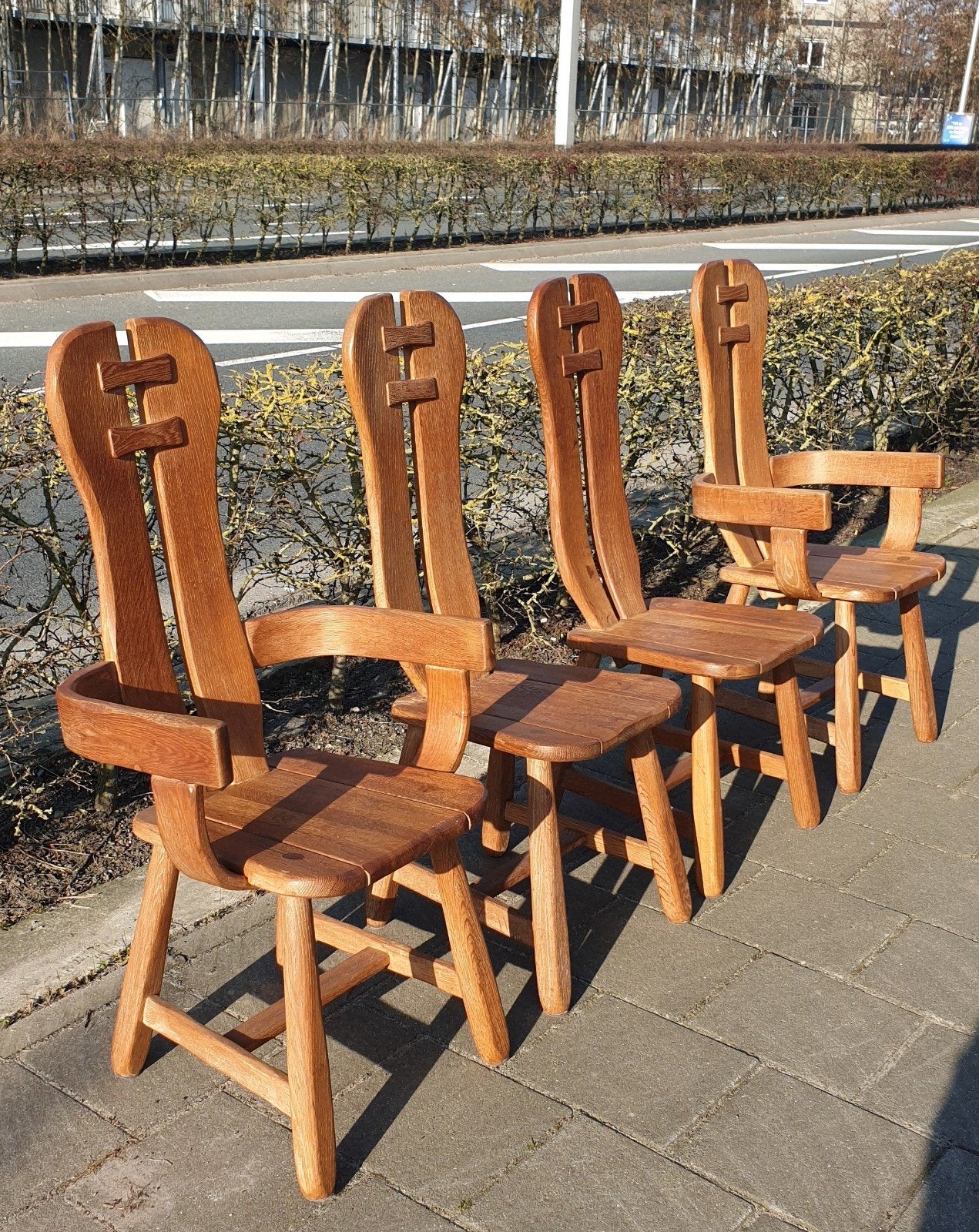 Comfortabe en elegante vintage stoelen De Puydt brutalisme, Ophalen, Vintage Constructivisme Brutalisme Arts and Crafts, Zo goed als nieuw