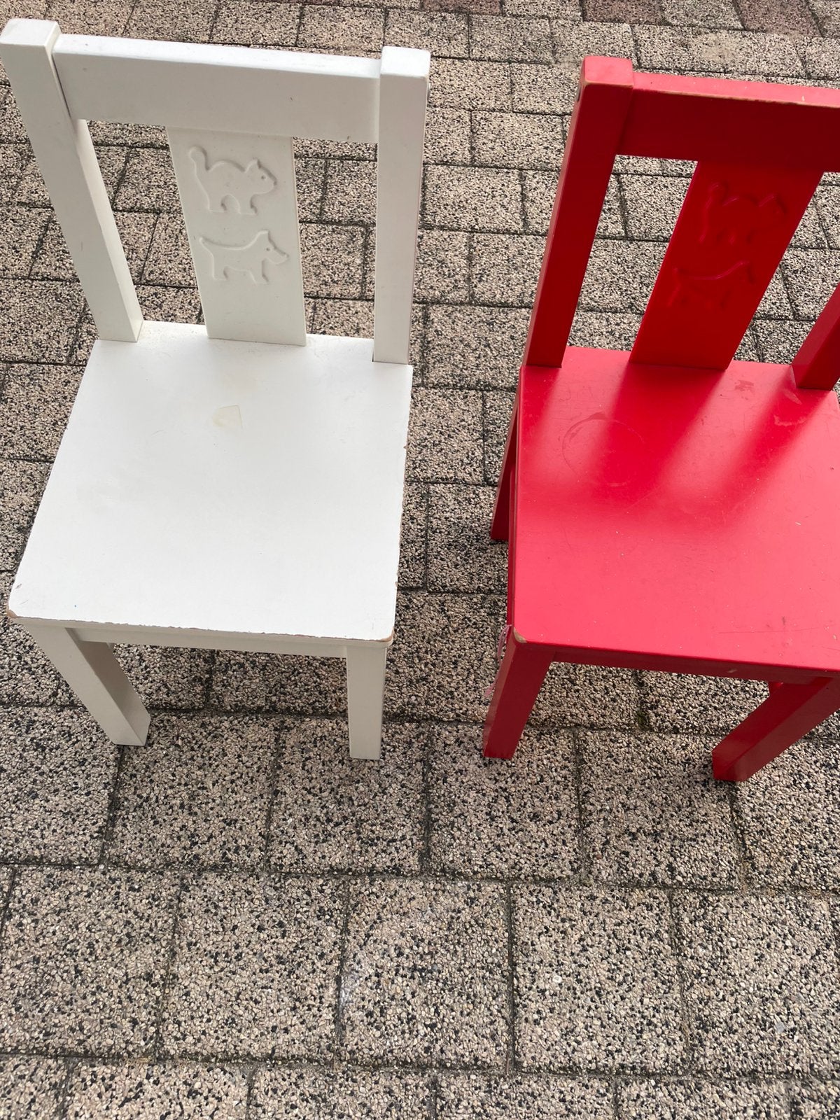 Stoeltje kind Ikea Kritter hout rood en wit, Ophalen, Gebruikt, Stoel(en)