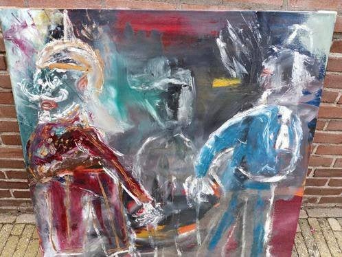 Mooie Kleurrijk schilderij Breed 100 Hoogte 100, Ophalen, 50 – 75, Zo goed als nieuw, Schilderij