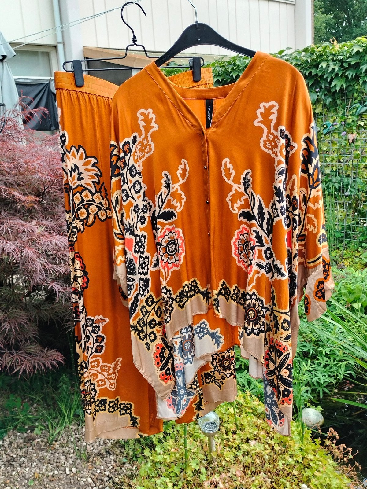 Marccain N5 Pak - Oranje met bloemenprint, Maat 38/40 (M), Oranje, Ophalen of Verzenden, Zo goed als nieuw