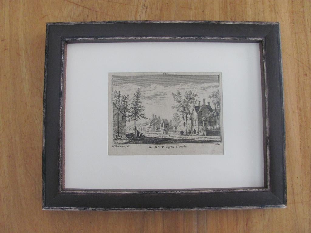 De Bilt - gravure 1620 - A. Rademaker, Stadsgezicht, Ingelijst, 11 cm, 1600 - 1699