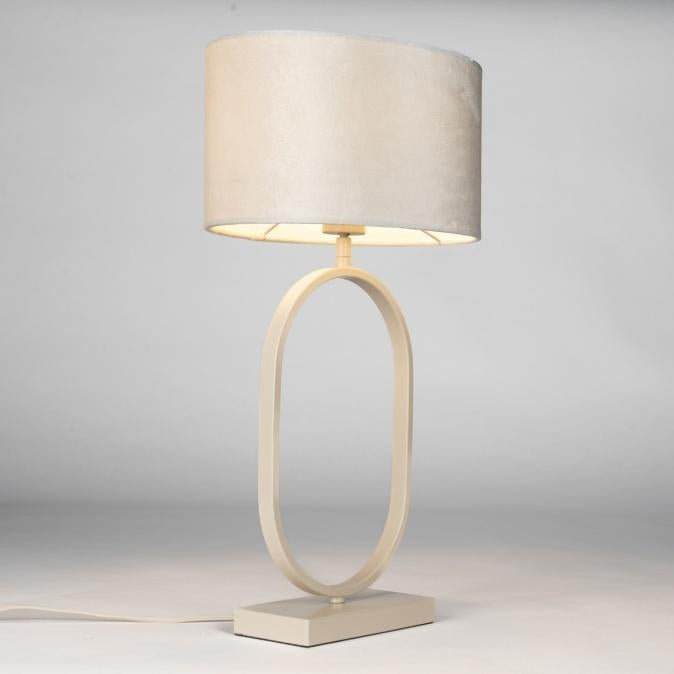 japandi tafellamp kap beige velvet dressoir bank bed lamp, Ophalen of Verzenden, Nieuw, Stof, Minder dan 50 cm
