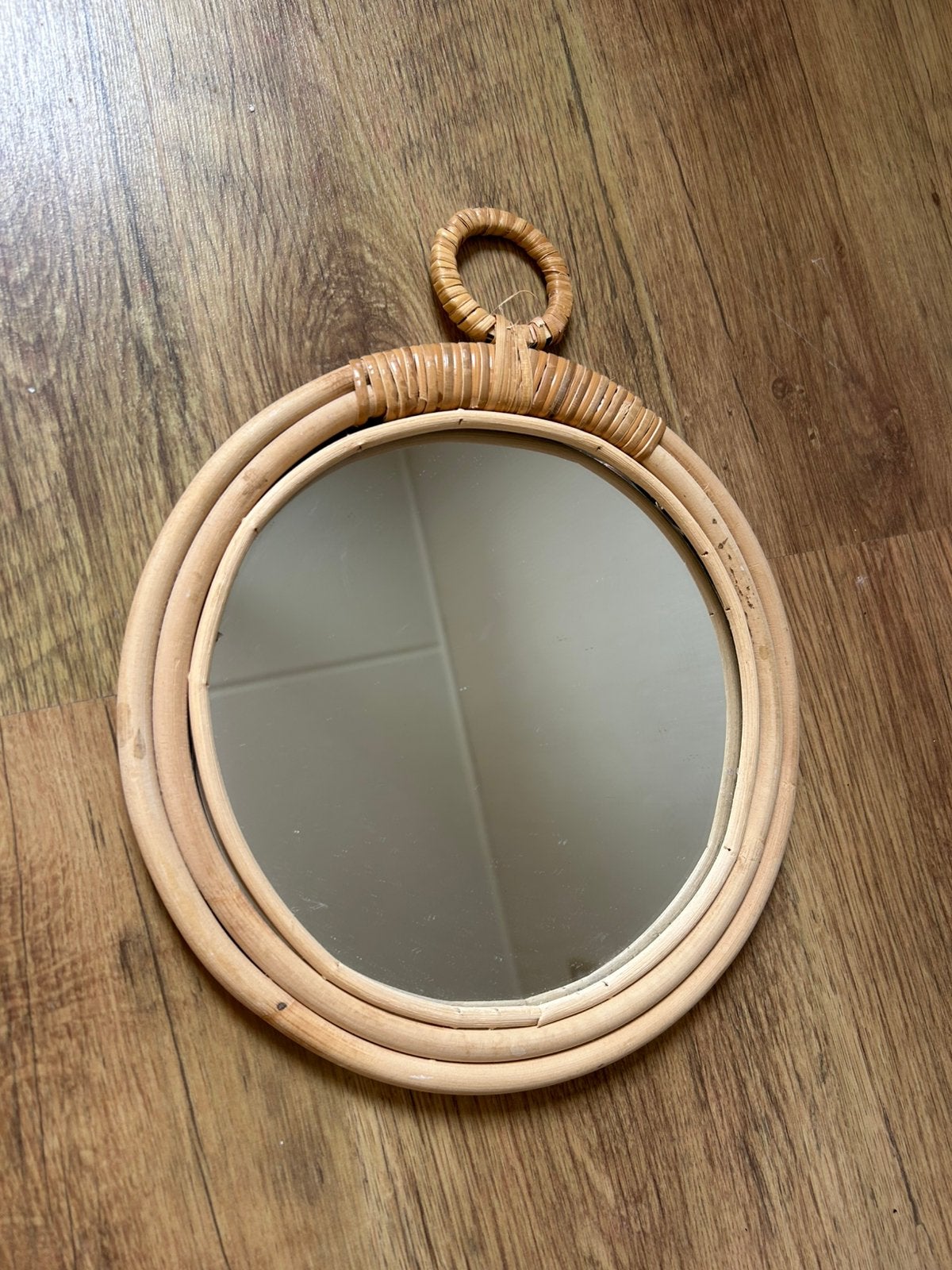 Rotan spiegeltje, Huis en Inrichting, Woonaccessoires | Spiegels, Ophalen, Minder dan 50 cm, Gebruikt, Minder dan 100 cm