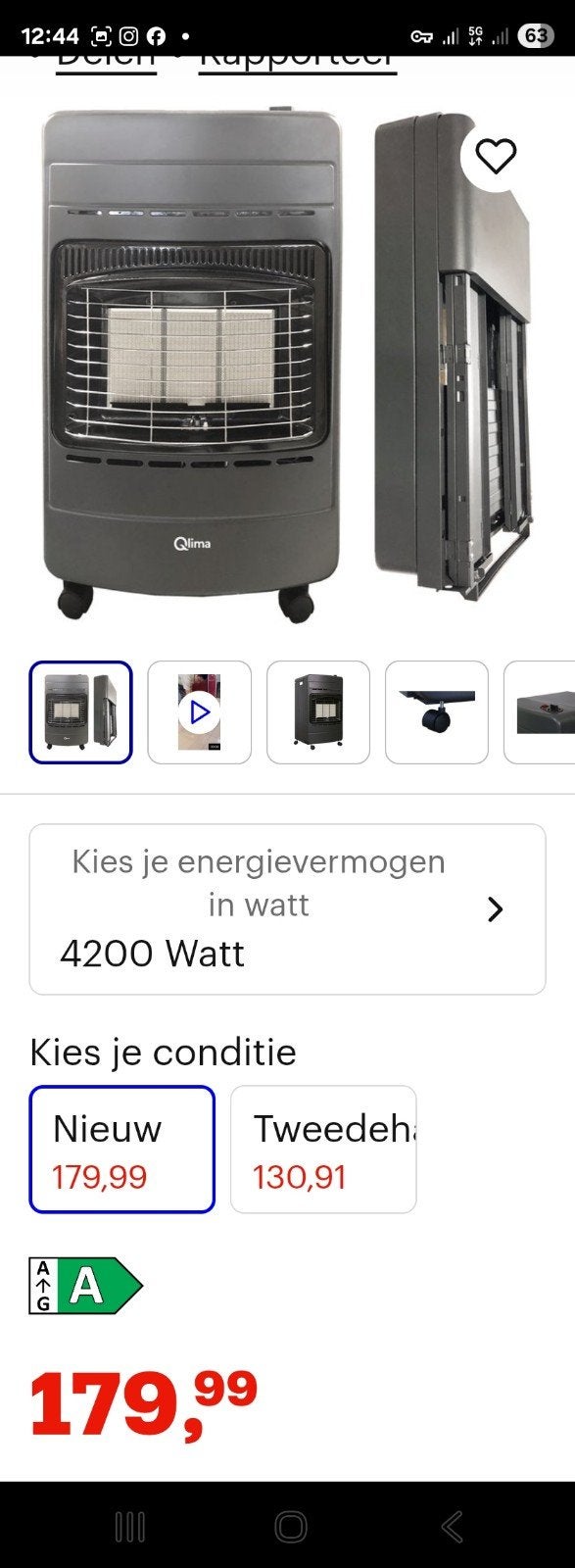 Qlima Gaskachel 4200 Watt - Nieuwstaat, Huis en Inrichting, Kachels, Ophalen, Gas, Nieuw, Vrijstaand