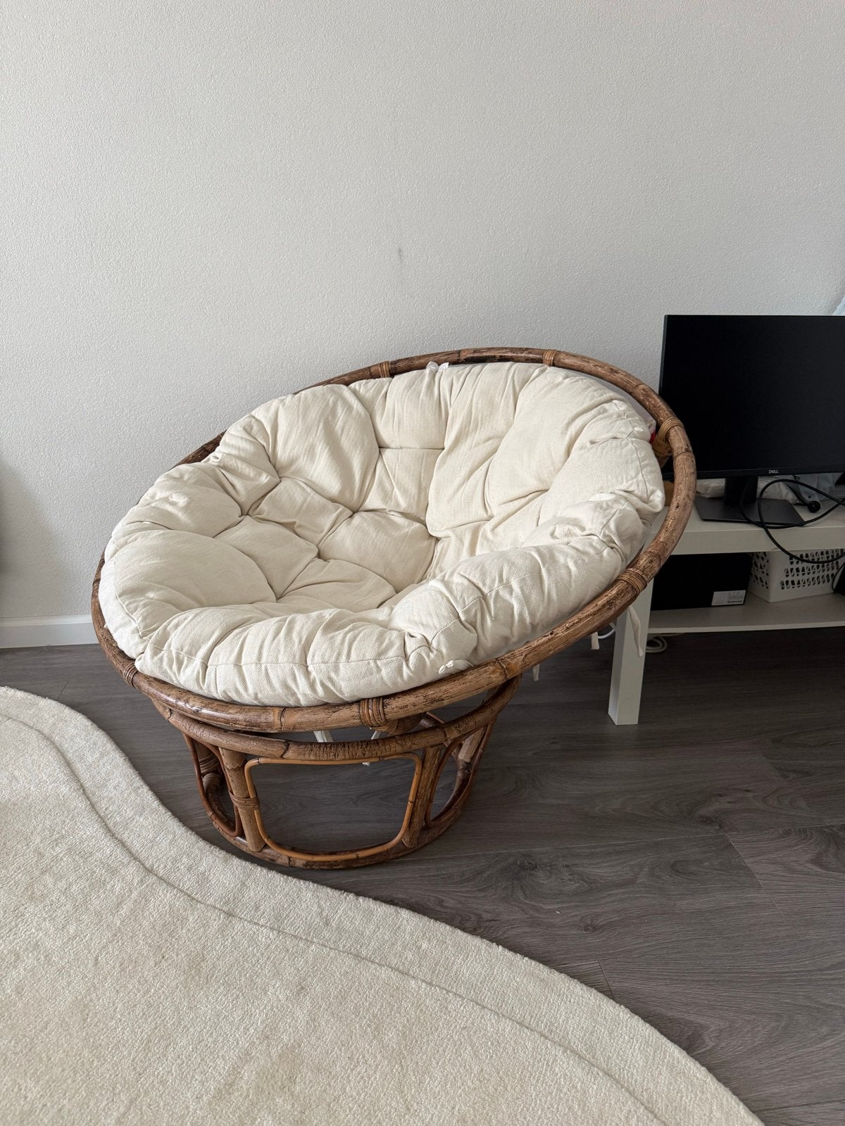 Rotan Papasan Stoel met Crèmekleurig Kussen, Ophalen, Gebruikt, Overige kleuren, Riet of Rotan