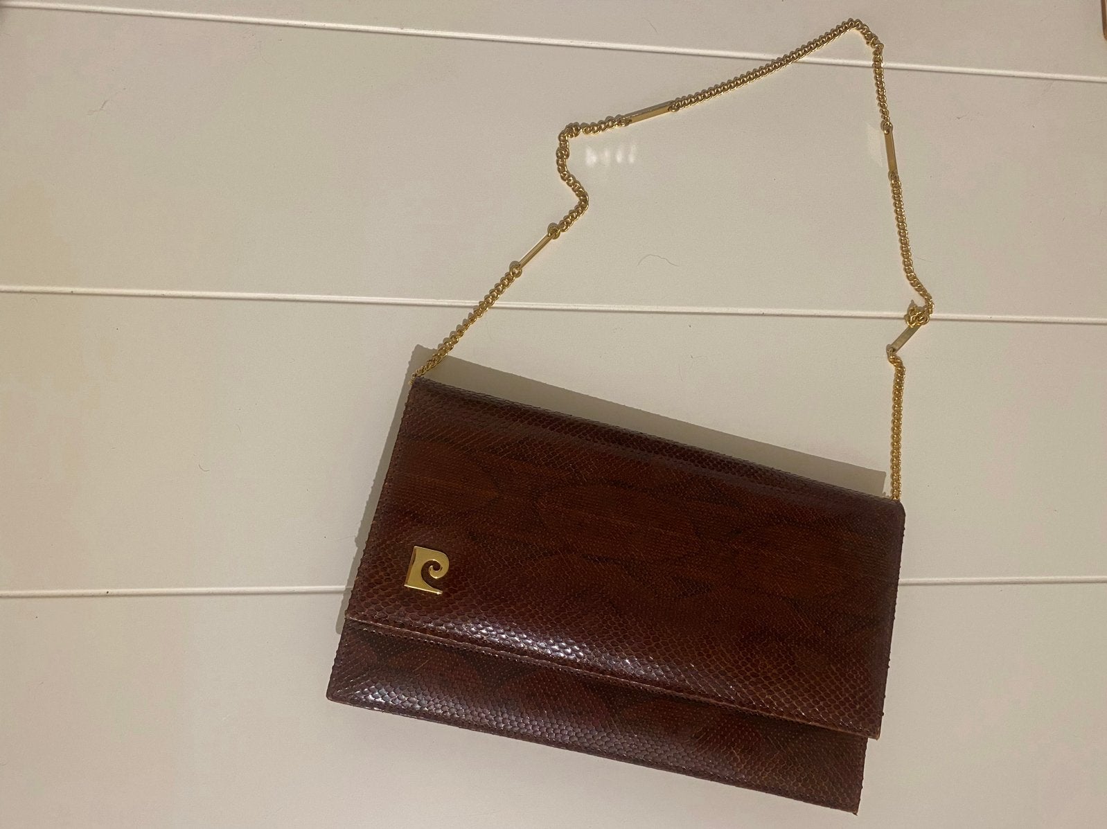 Vintage Pierre Cardin handtas, Ophalen of Verzenden, Gebruikt, Bruin, Avondtasje